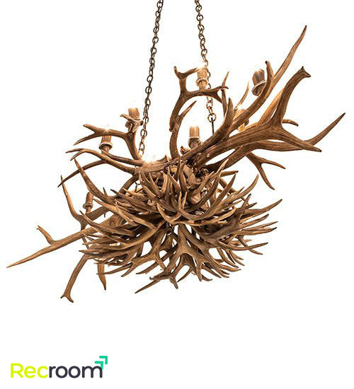 50" Long Antlers 10 Light Oblong Chandelier