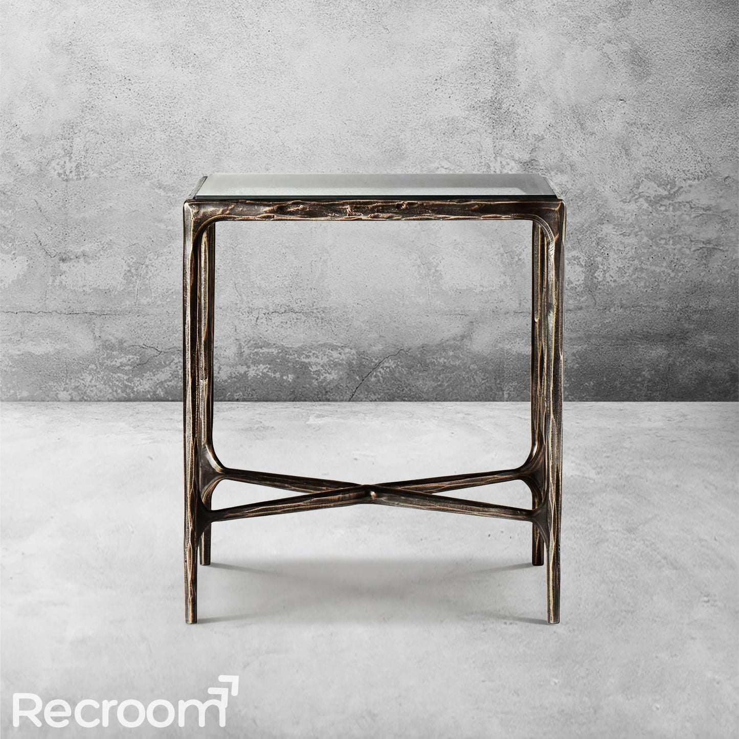 Thaddeo Glass Square Side Table 18'' / 22"