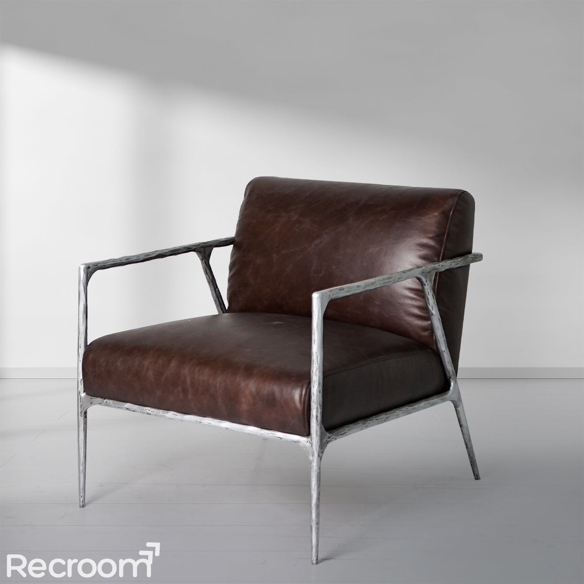 Thaddeo Retro Silver Iron Frame Track Armchair