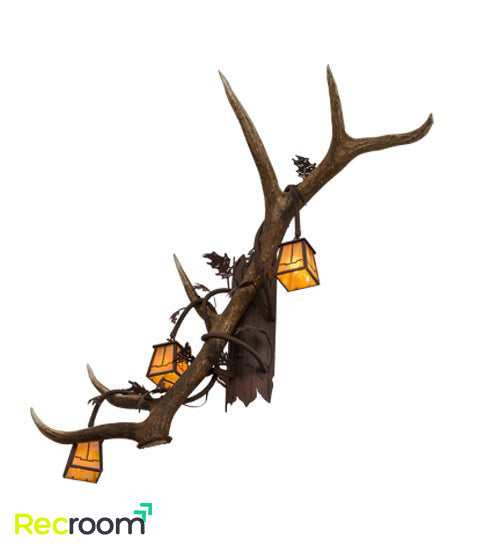 46" Wide Antlers Elk 3 Light Wall Sconces