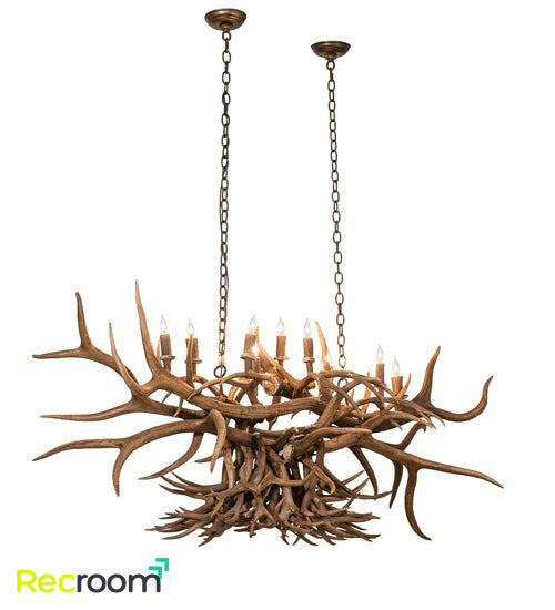 50" Long Antlers 10 Light Oblong Chandelier