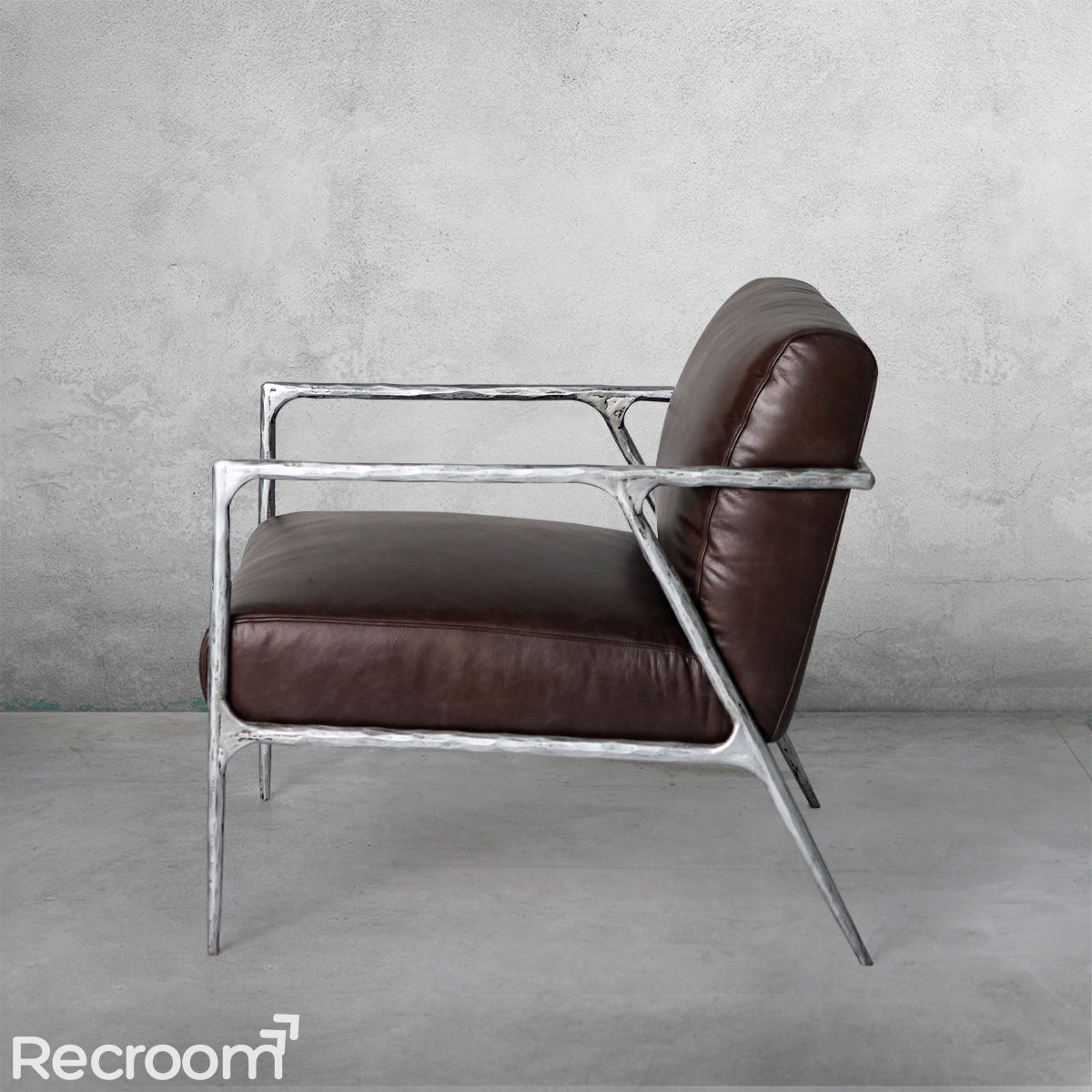Thaddeo Retro Silver Iron Frame Track Armchair