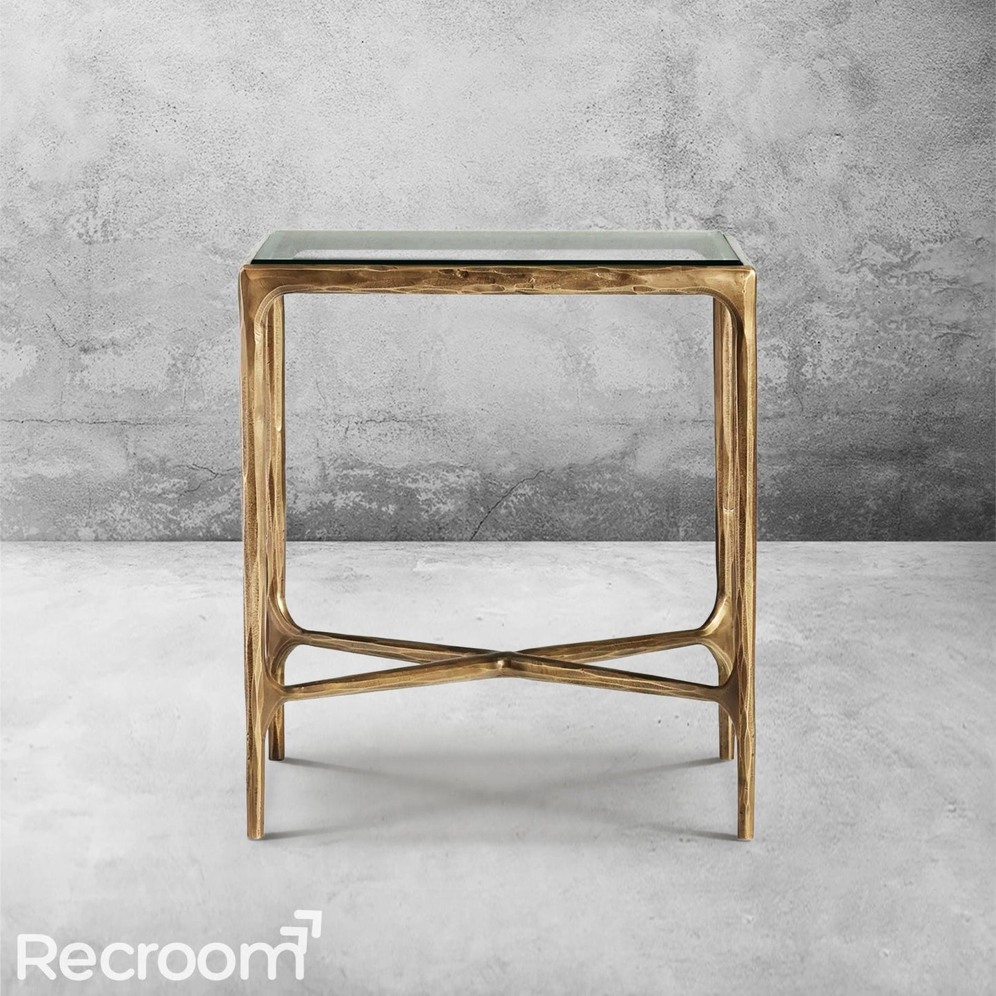 Thaddeo Glass Square Side Table 18'' / 22"