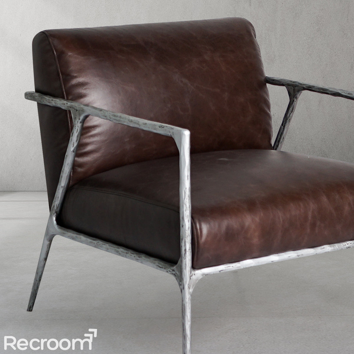 Thaddeo Retro Silver Iron Frame Track Armchair