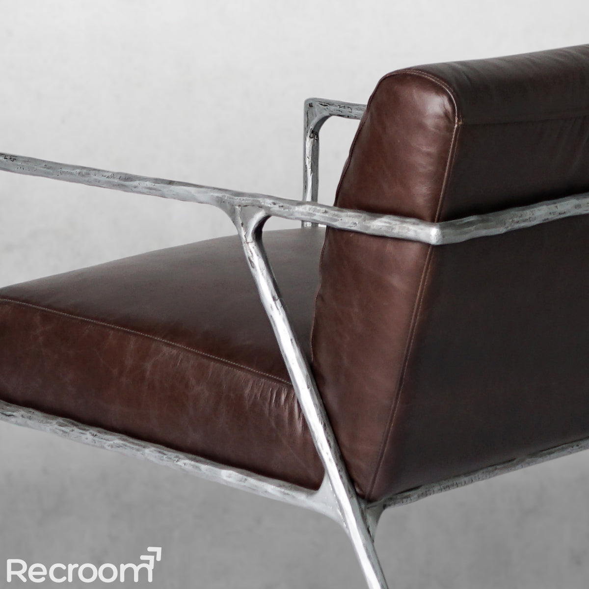 Thaddeo Retro Silver Iron Frame Track Armchair