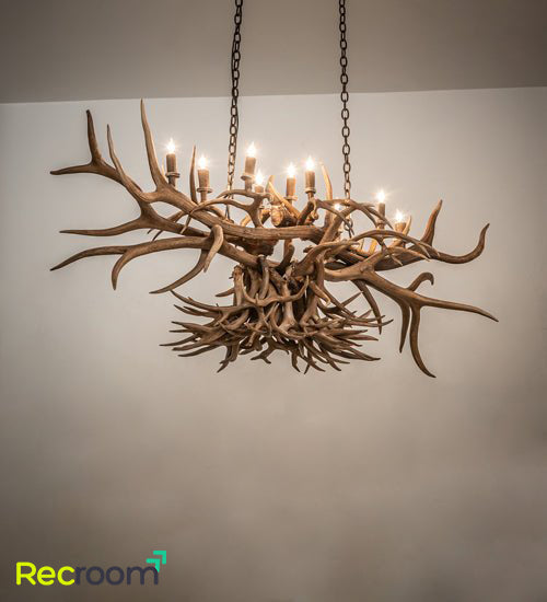 50" Long Antlers 10 Light Oblong Chandelier