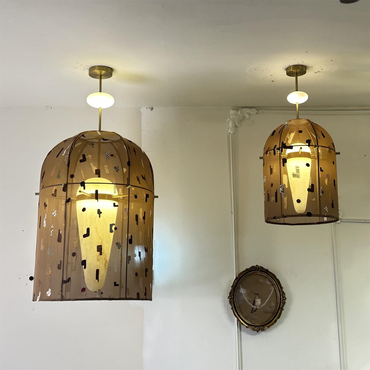 Alabaster Embroidered Pendant Lamp