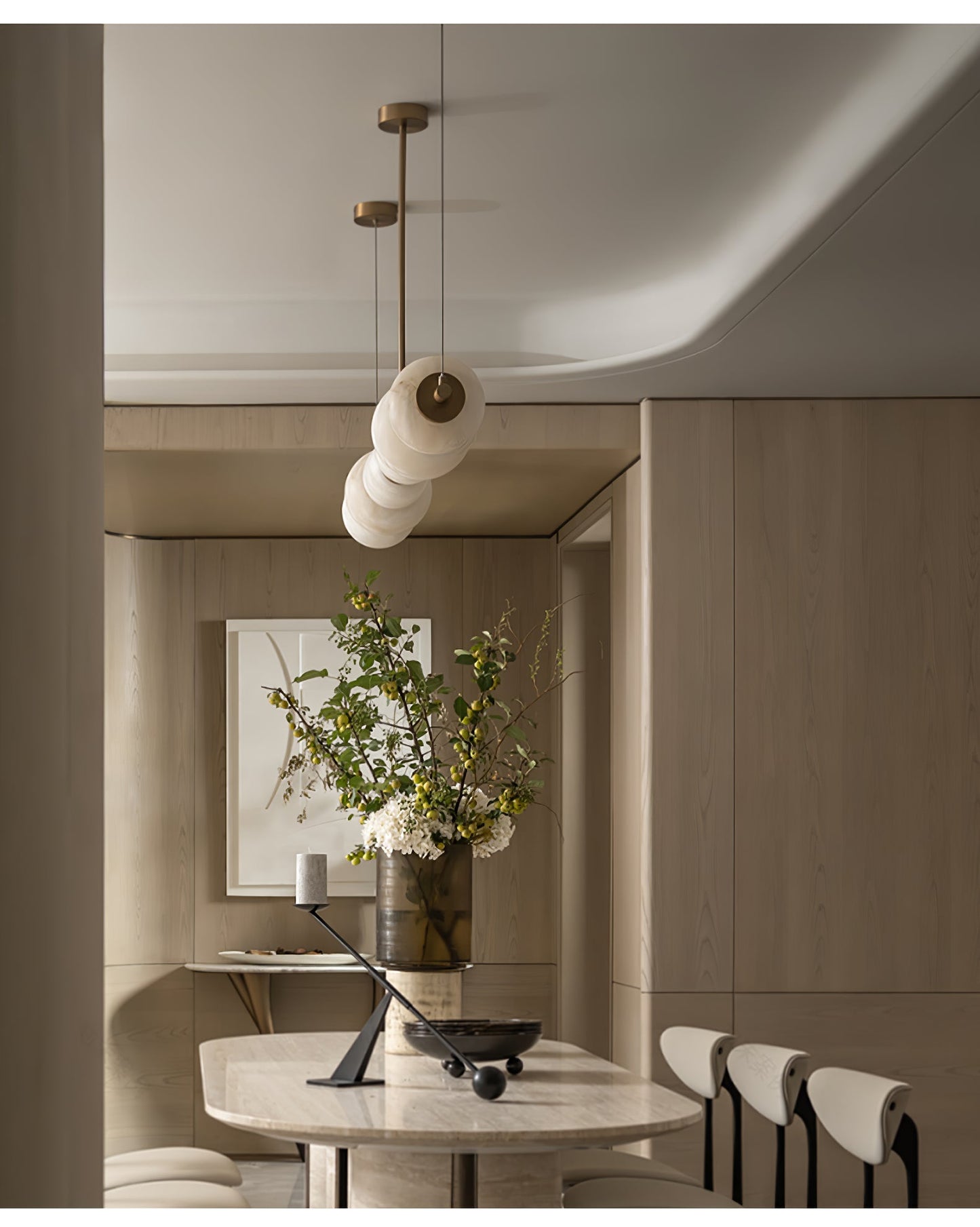 Alabaster Pebble Linear Chandelier