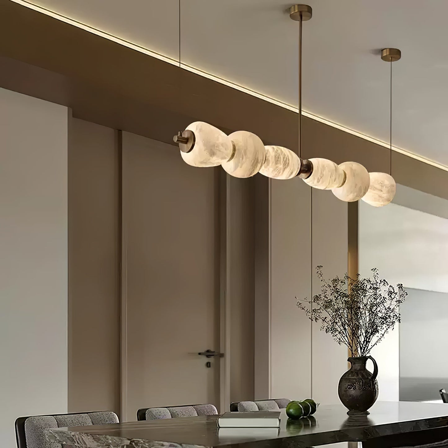 Alabaster Pebble Linear Chandelier