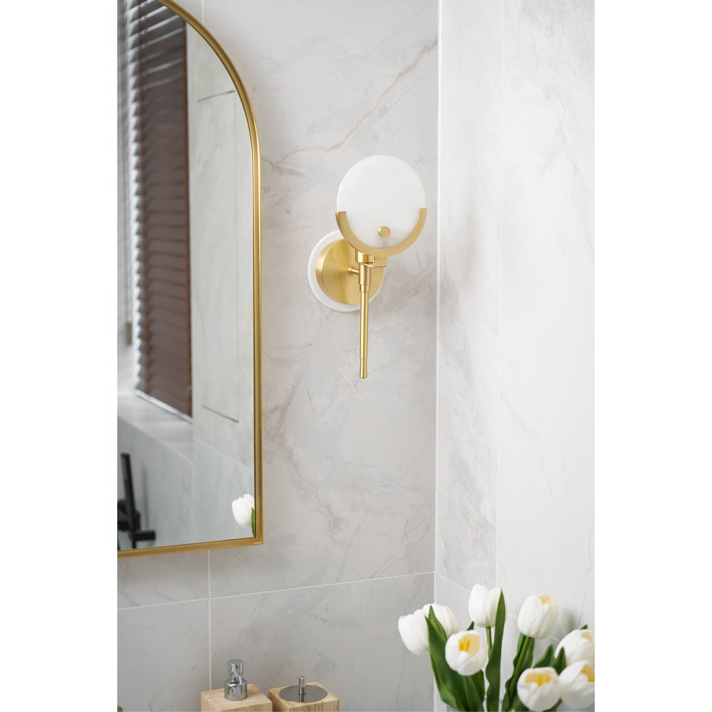 Ava Brass Alabaster Sconce