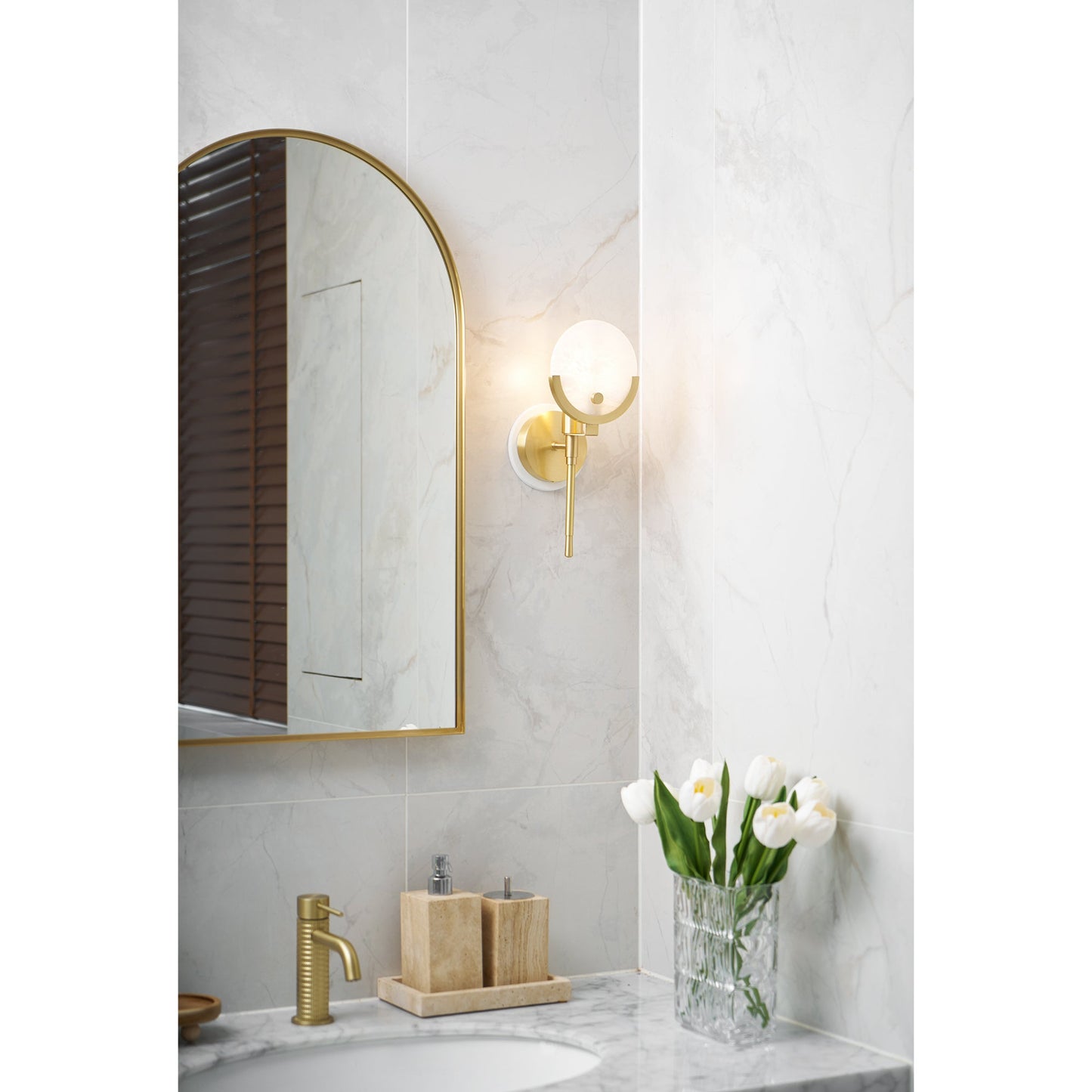 Ava Brass Alabaster Sconce