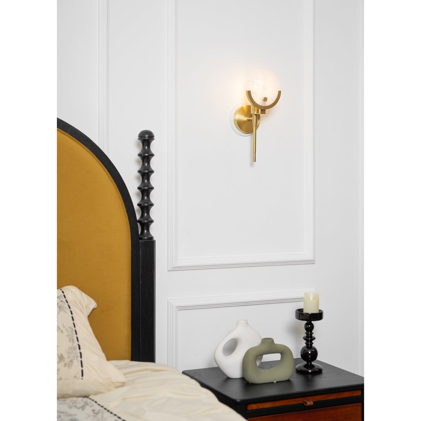 Ava Brass Alabaster Sconce