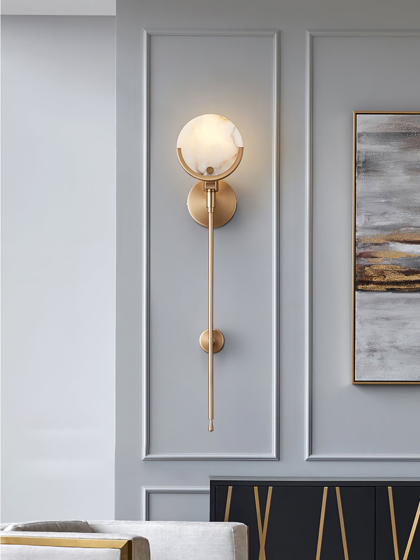 Ava Brass Alabaster Sconce