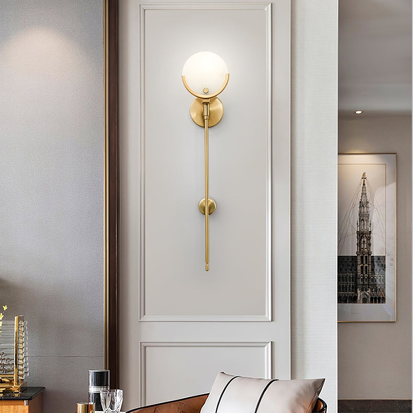 Ava Brass Alabaster Sconce