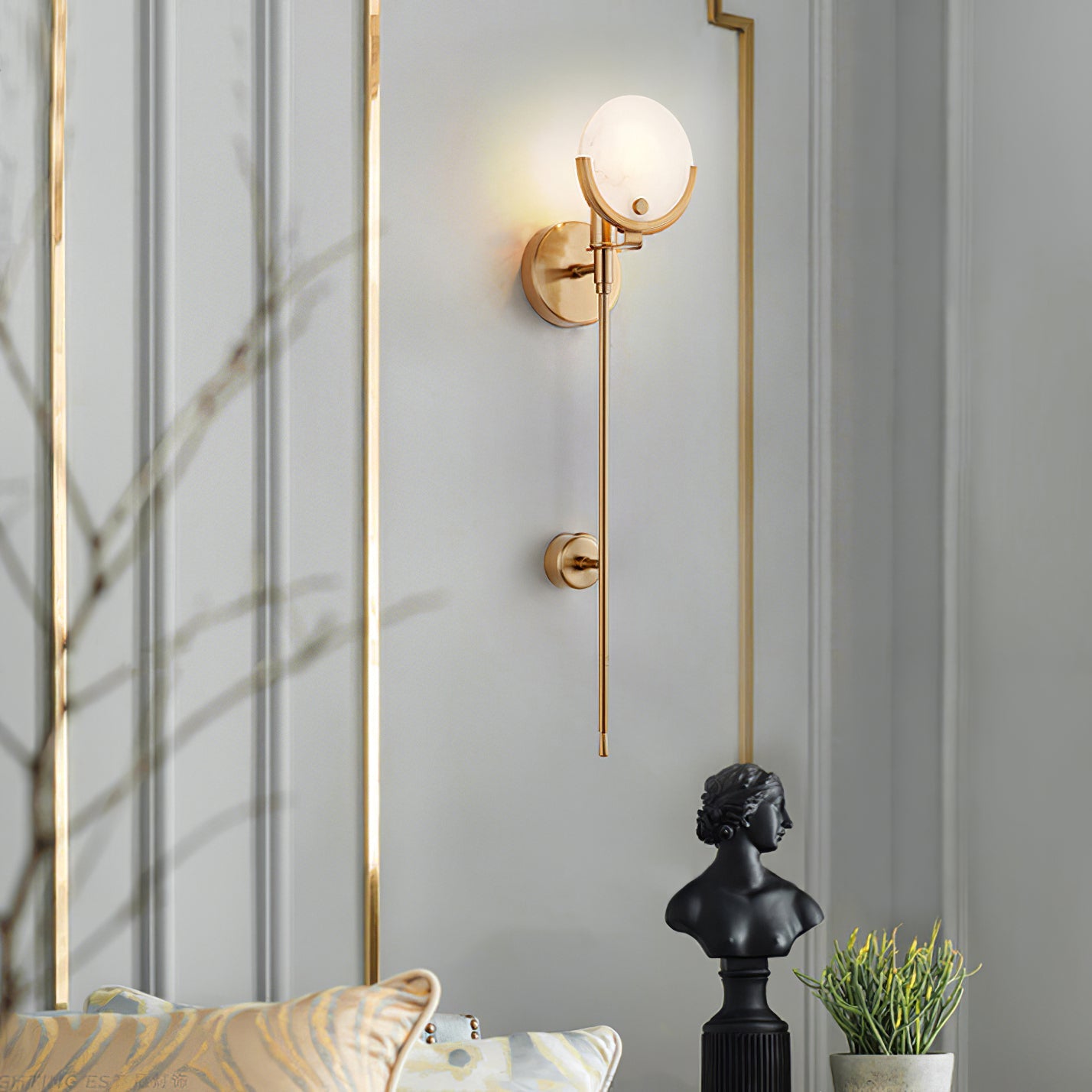 Ava Brass Alabaster Sconce