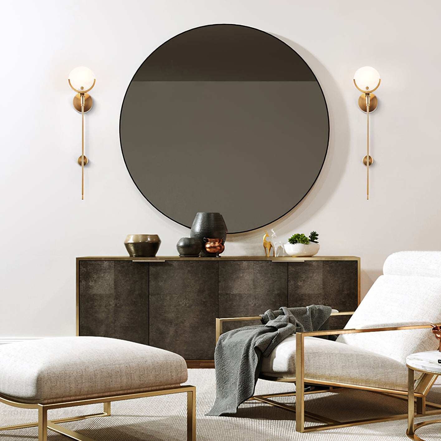 Ava Brass Alabaster Sconce