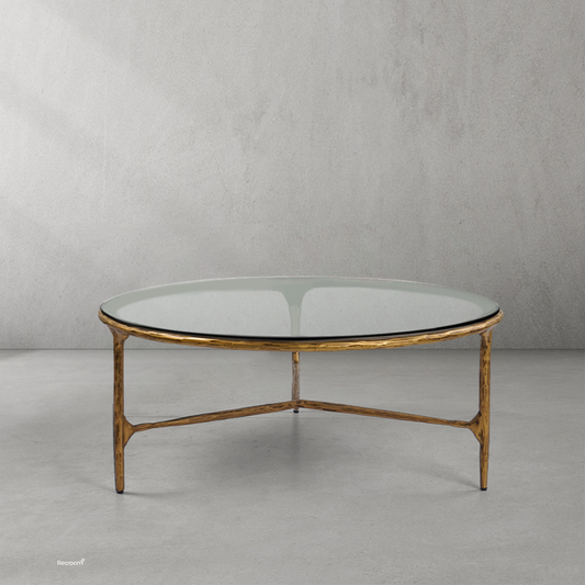 Thaddeo Glass Round Coffee Table 3 Legs 35"
