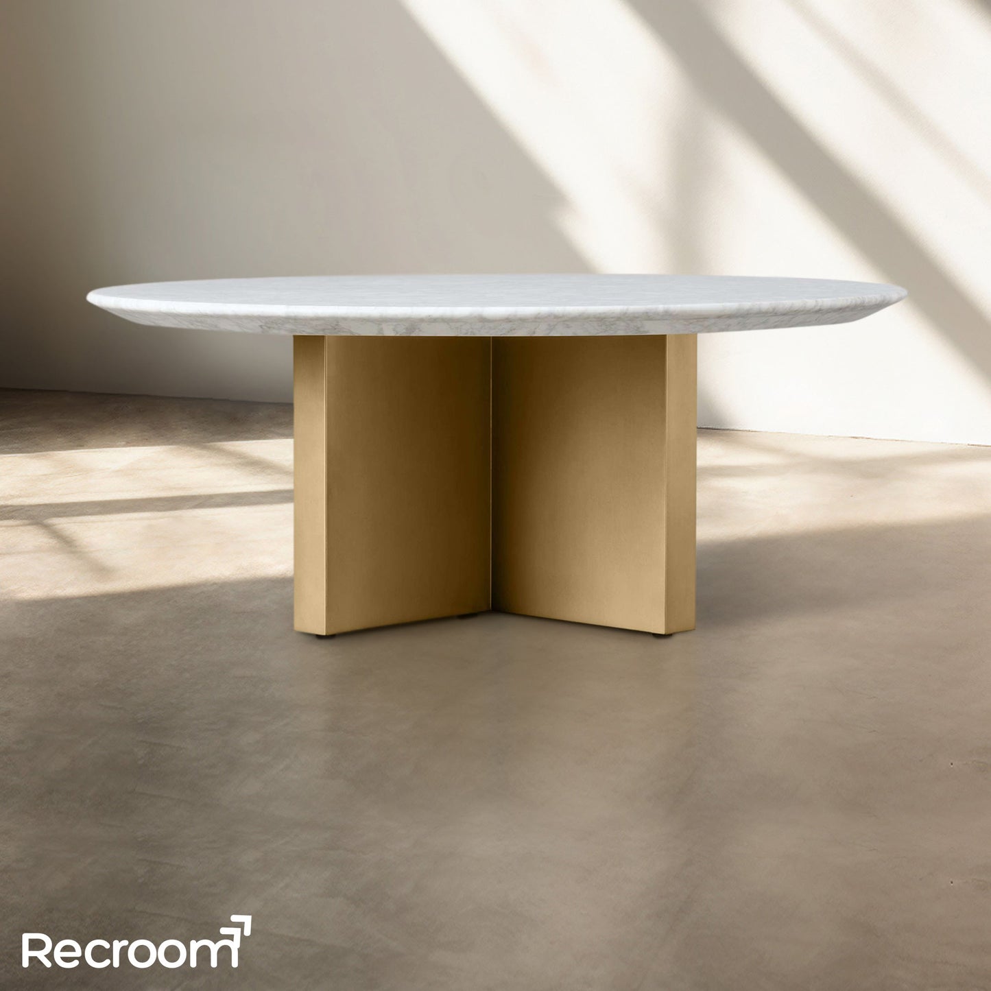 San Germani Round Stone Coffee Table with Clement Base