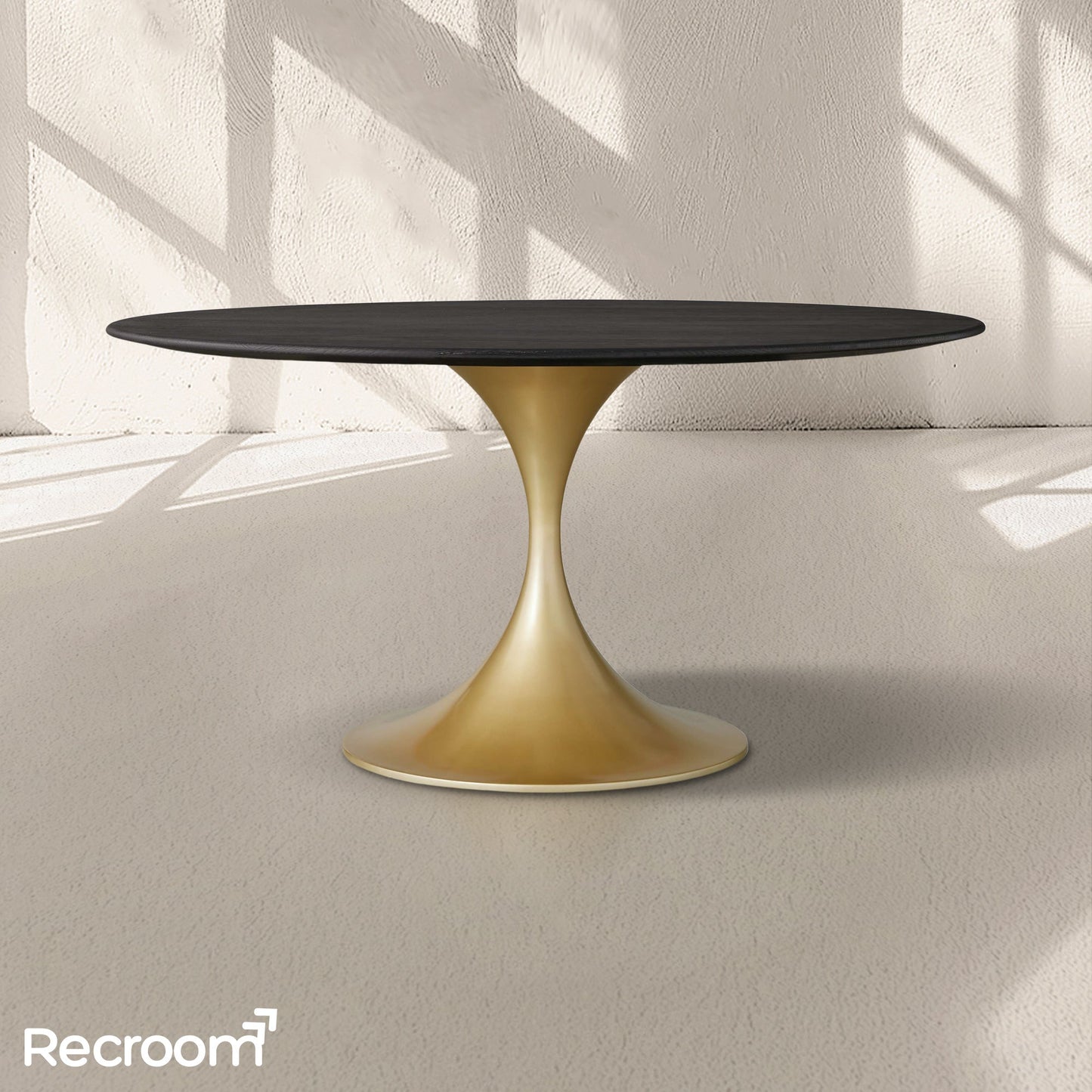 San Germani Round Wood Dining Table with Launette Base