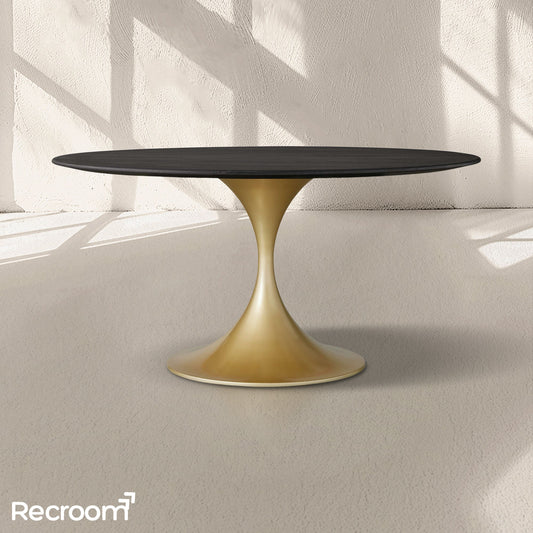 San Germani Round Wood Dining Table with Launette Base