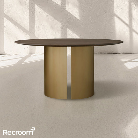 San Germani Round Wood Dining Table with Dauphine Base