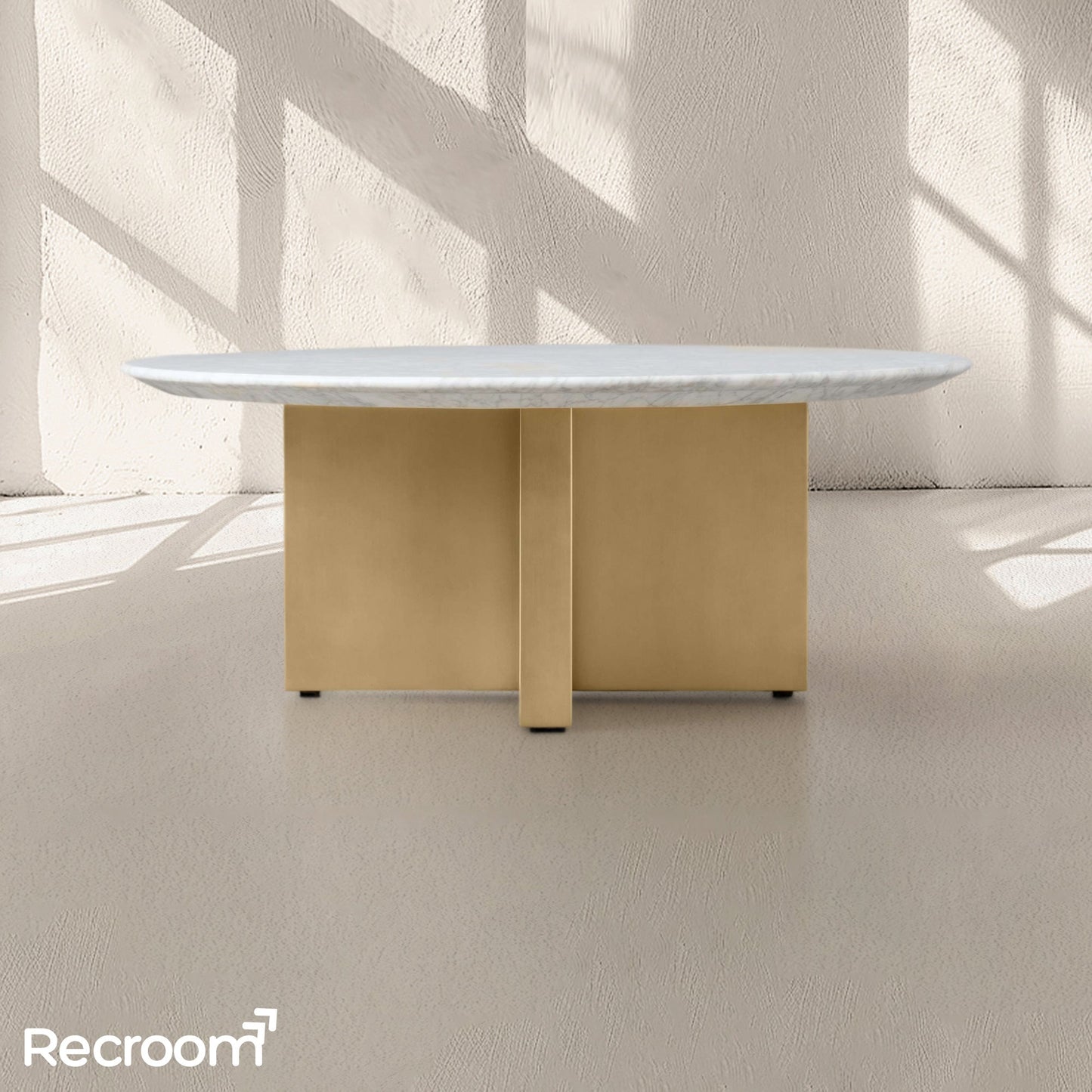 San Germani Round Stone Coffee Table with Clement Base