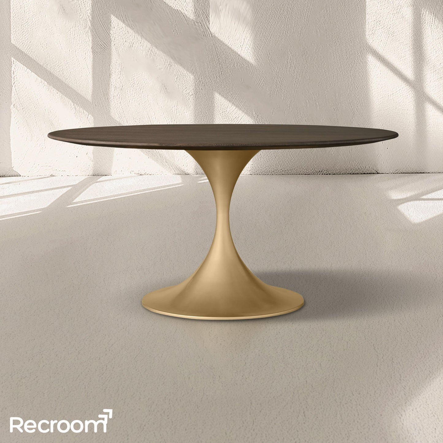 San Germani Round Wood Dining Table with Launette Base
