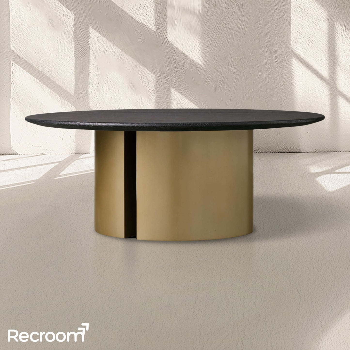 San Germani Round Wood Coffee Table with Dauphine Base