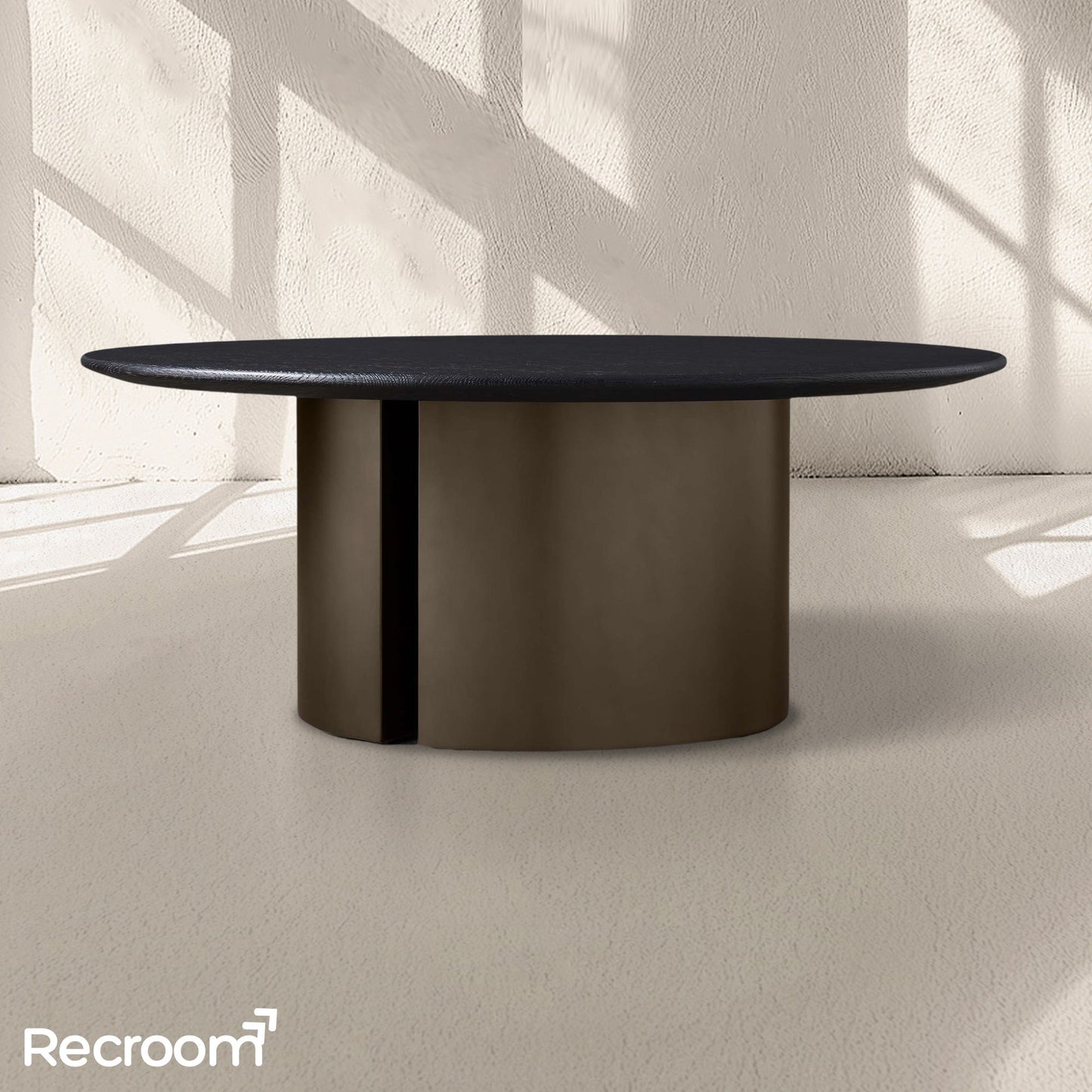 San Germani Round Wood Coffee Table with Dauphine Base