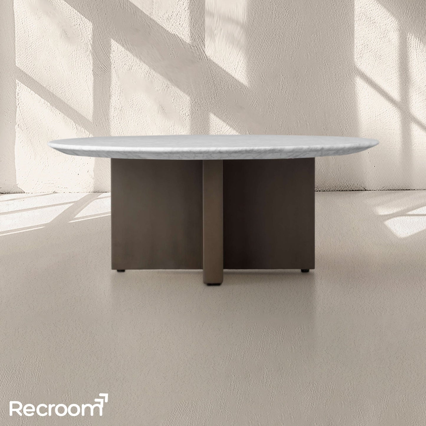 San Germani Round Stone Coffee Table with Clement Base