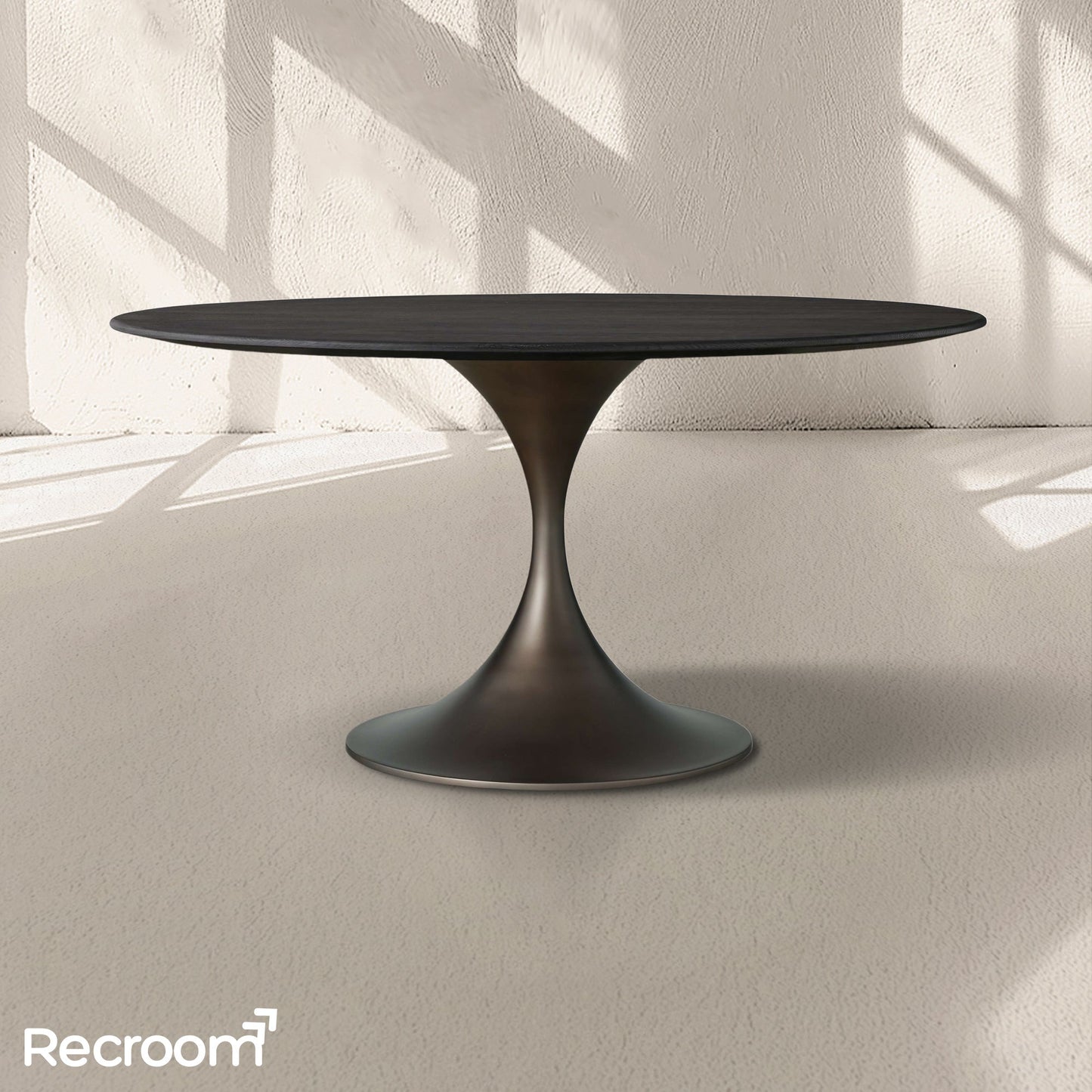 San Germani Round Wood Dining Table with Launette Base