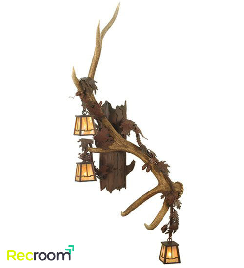 46" Wide Antlers Elk 3 Light Wall Sconces