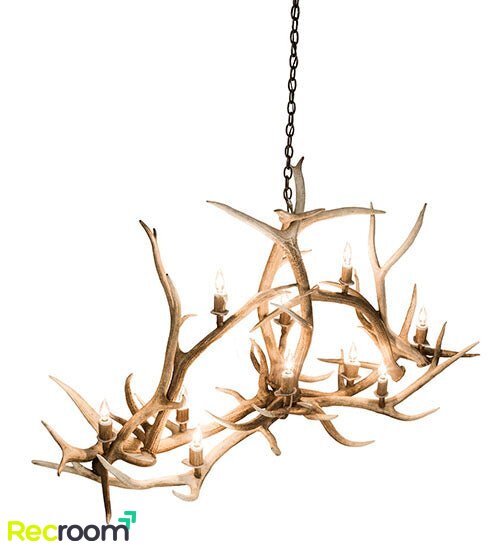 66.5"  Long Antlers Elk 10 Light Oblong Chandelier