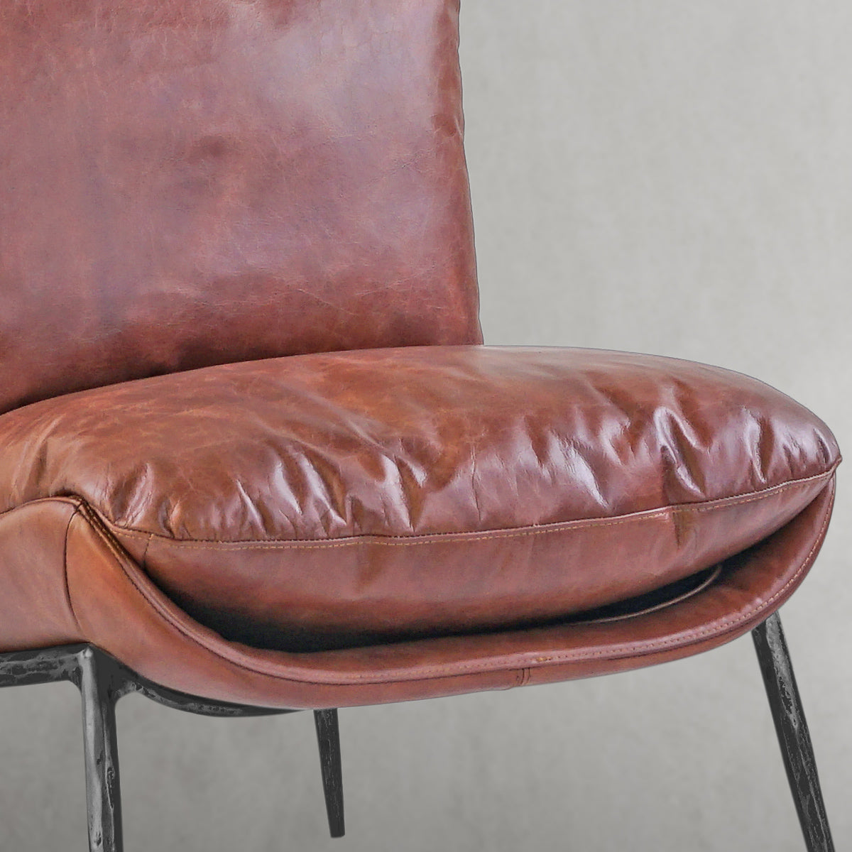 Thaddeo Vintage Leather Armrest Lounge Chair