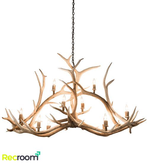 66.5"  Long Antlers Elk 10 Light Oblong Chandelier