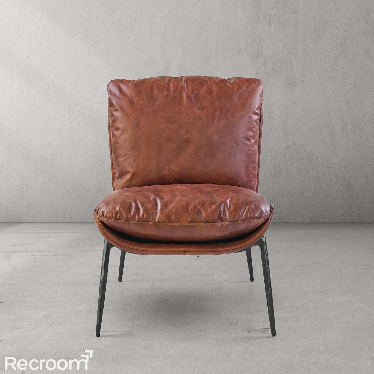 Thaddeo Vintage Leather Armrest Lounge Chair
