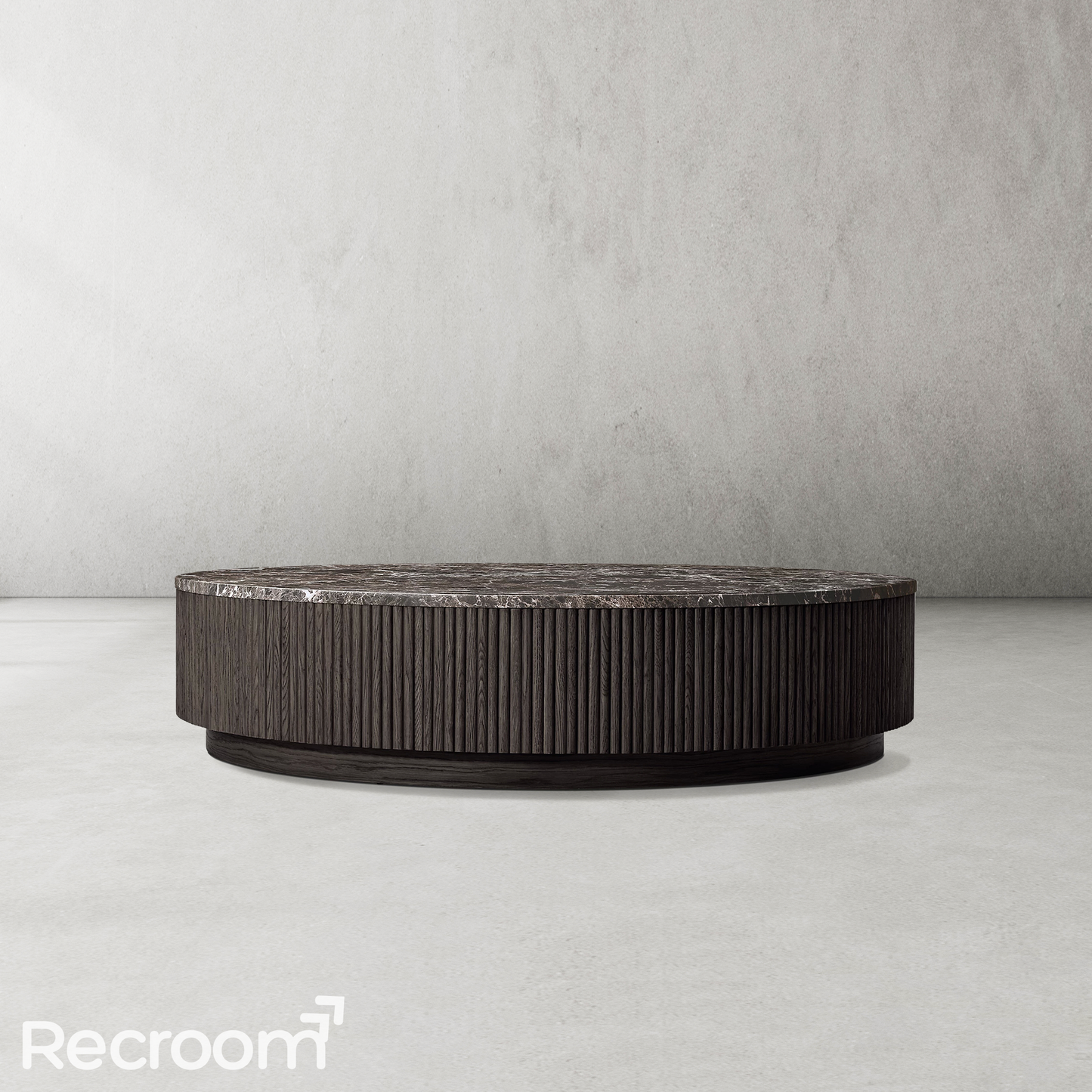 Muelholland Oak Wood & Stone Round Coffee Table