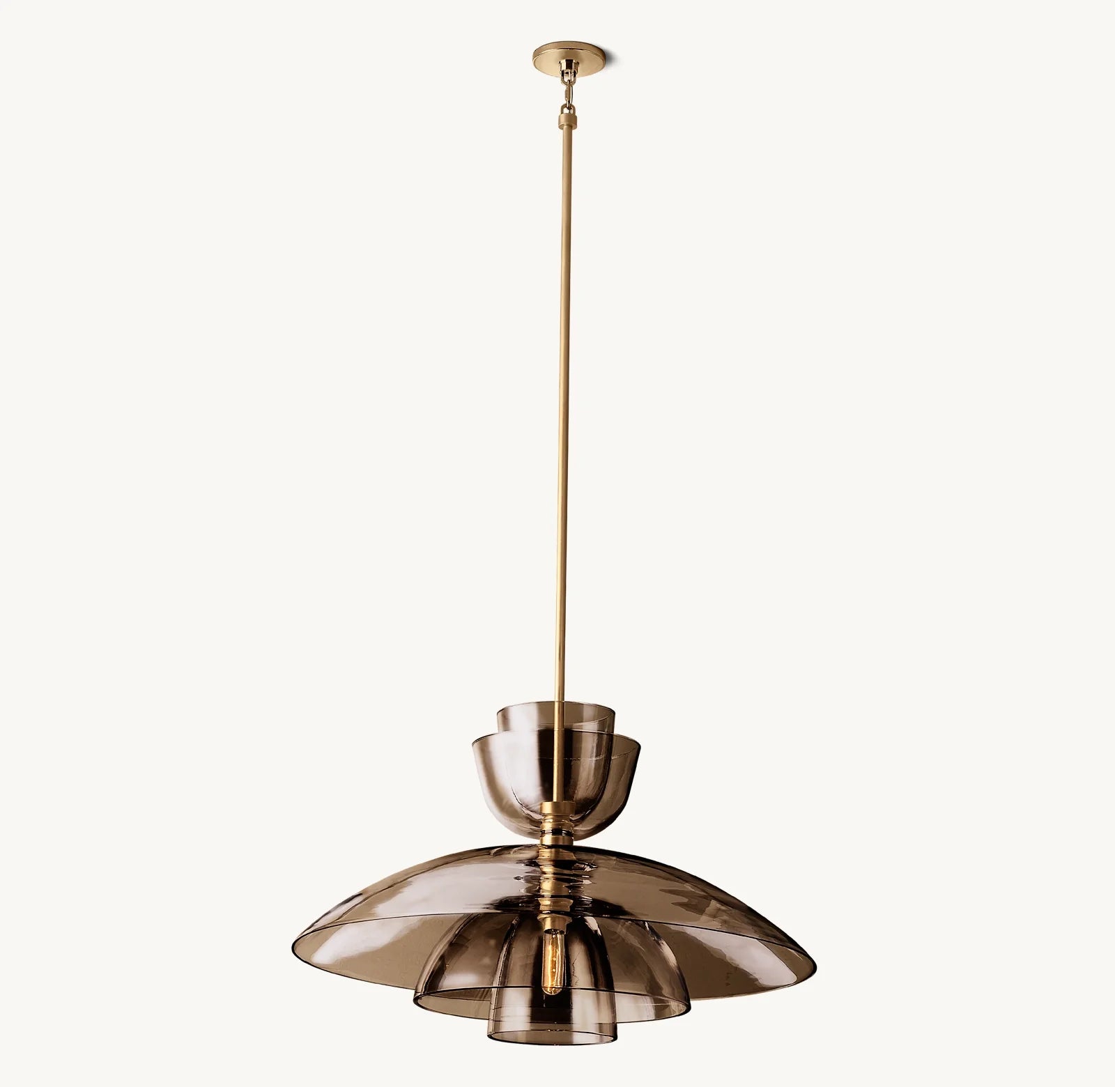 Bloomy Amber Glass Cloche Grand Pendant