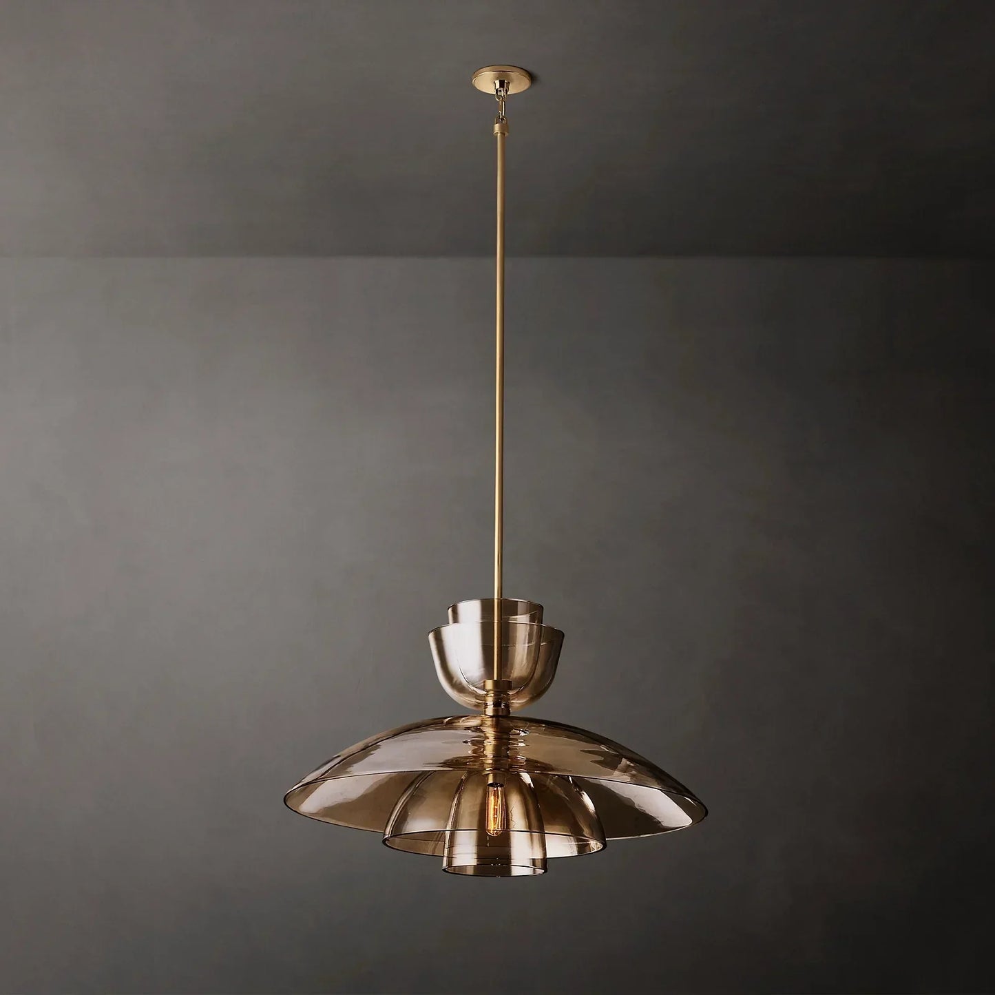 Bloomy Amber Glass Cloche Grand Pendant