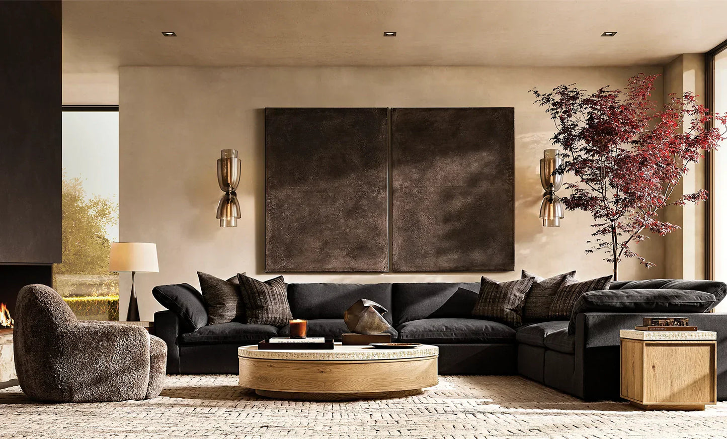 Bloomy Amber Glass Cloche Grand Sconce