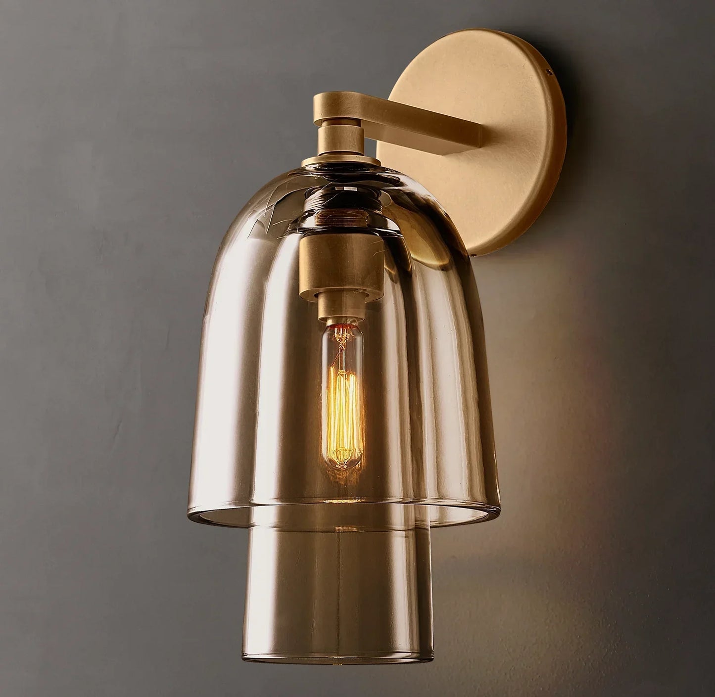 Bloomy Amber Glass Flute Sconce