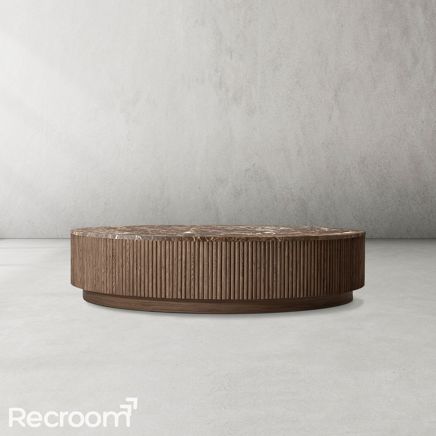 Muelholland Oak Wood & Stone Round Coffee Table
