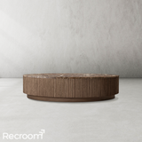 Muelholland Oak Wood & Stone Round Coffee Table