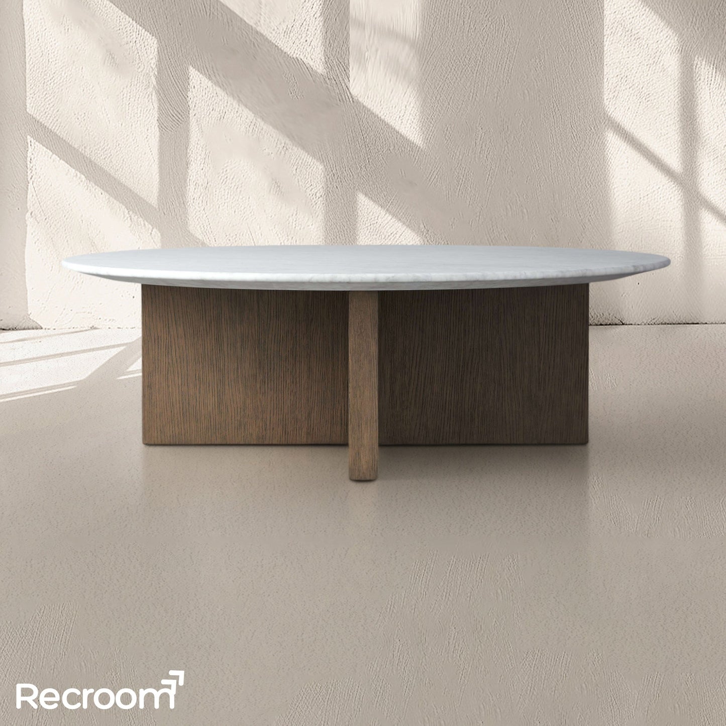 San Germani Round Stone Coffee Table with Clement Base