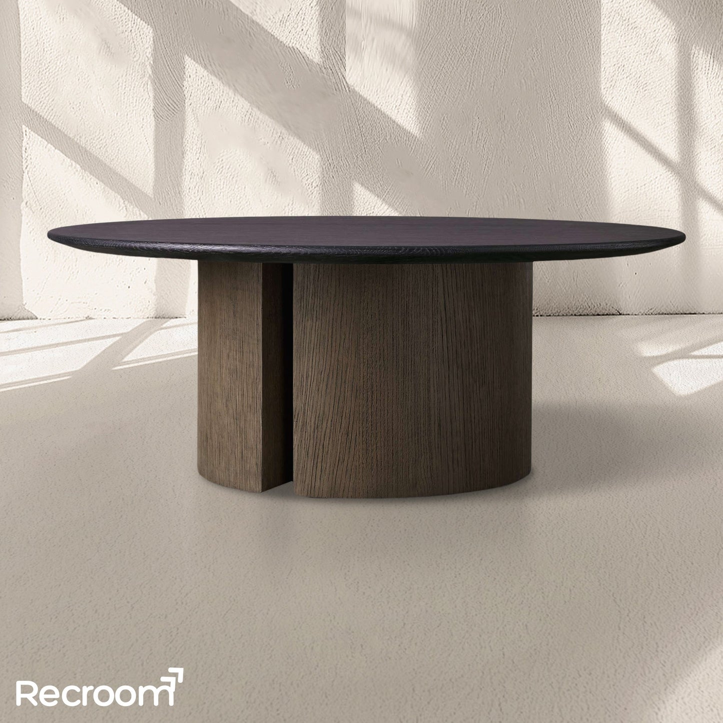 San Germani Round Wood Coffee Table with Dauphine Base