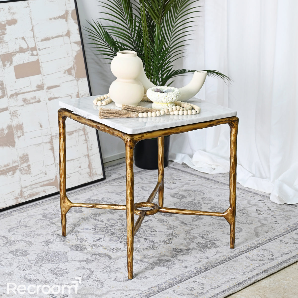 Thaddeo Marble Square Side Table 18" / 22" Overhang O