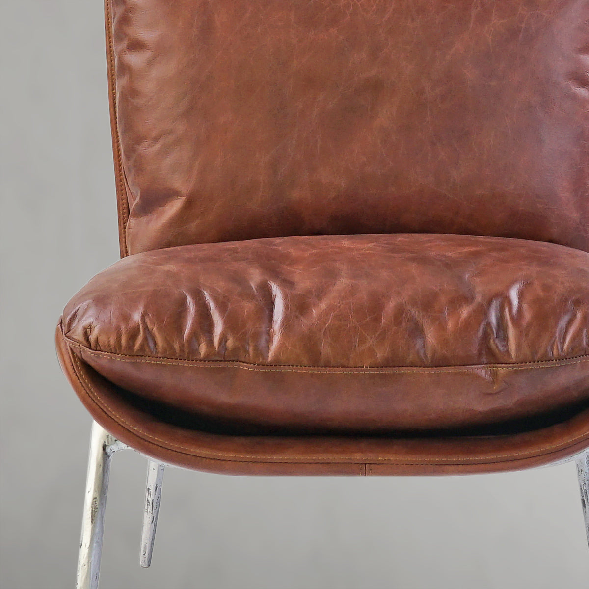 Thaddeo Vintage Leather Armrest Lounge Chair