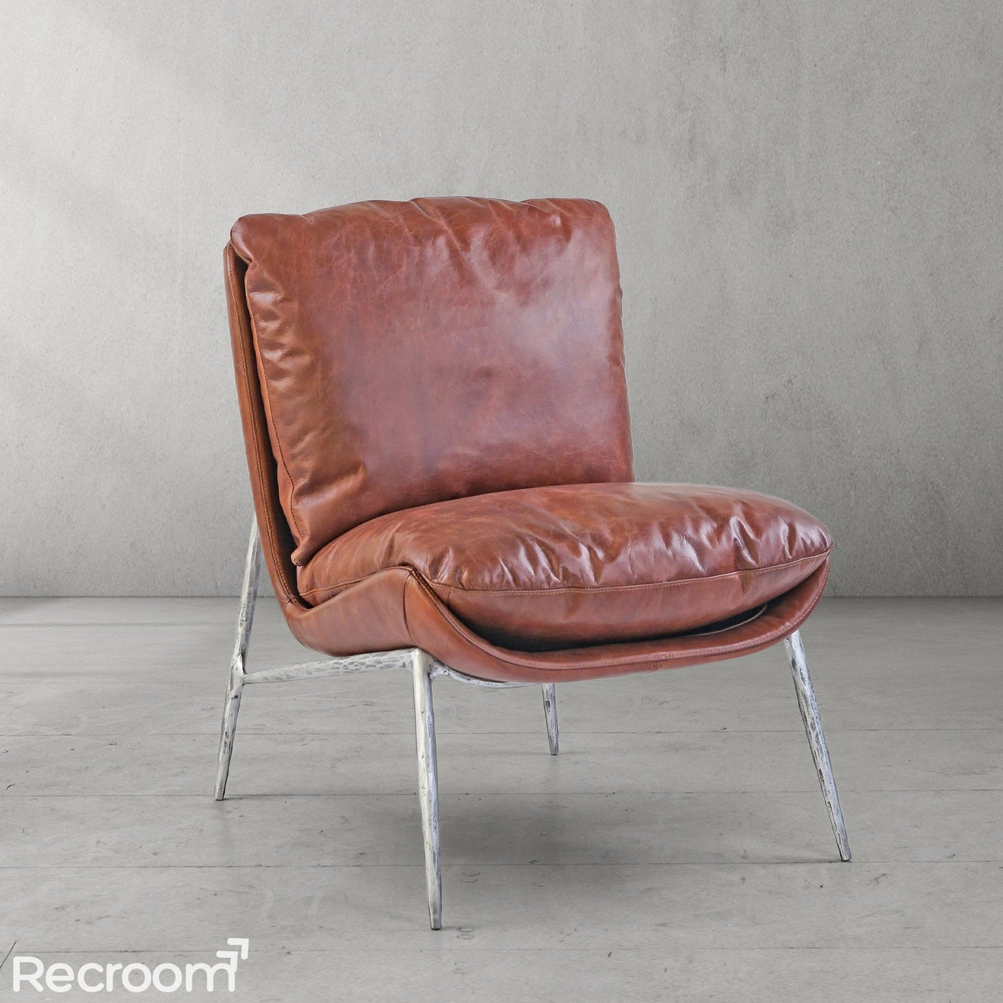 Thaddeo Vintage Leather Armrest Lounge Chair