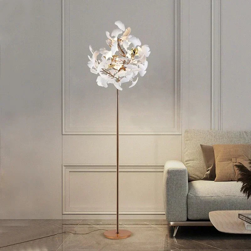 Ceramic Ginkgo Leaf Floor Lamp