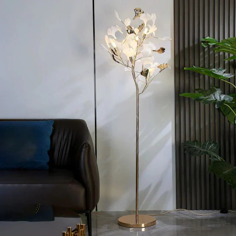 Ceramic Ginkgo Leaf Floor Lamp